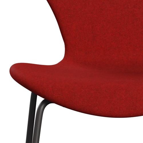 Fritz Hansen 3107 Chair Full Upholstery, Warm Graphite/Divina Melange Red