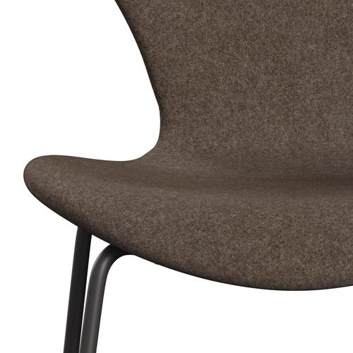 Fritz Hansen 3107 Chair Full Upholstery, Warm Graphite/Divina Melange Dusty Brown