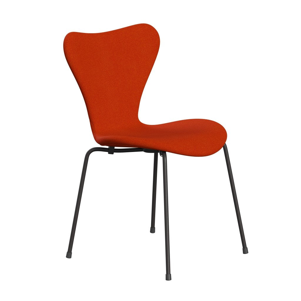 Fritz Hansen 3107 Chair Full Upholstery, Warm Graphite/Hallingdal Red/Orange