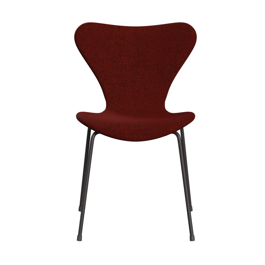 Fritz Hansen 3107 Chair Full Upholstery, Warm Graphite/Hallingdal Red/Black