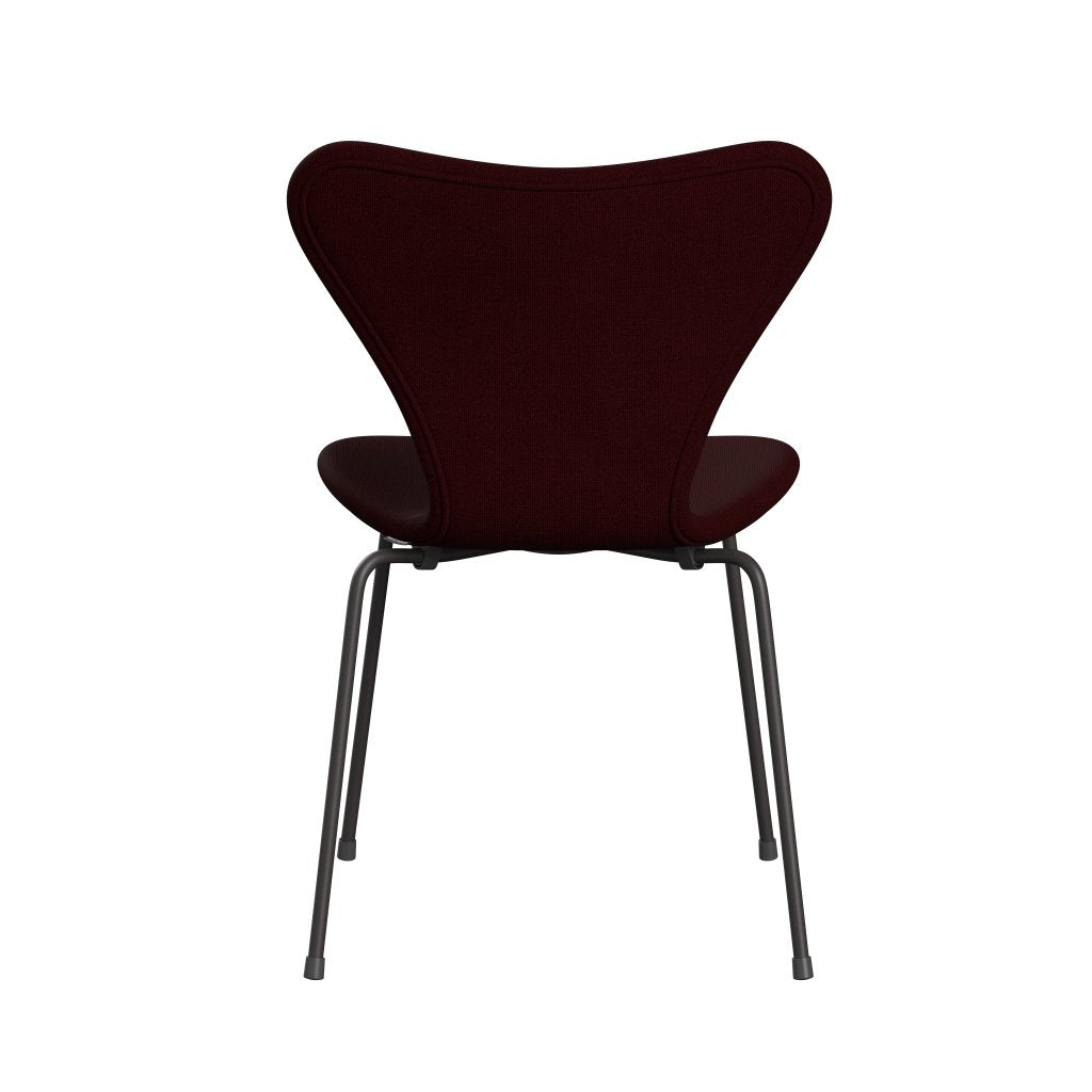 Fritz Hansen 3107 Chair Full Upholstery, Warm Graphite/Hallingdal Wine Red