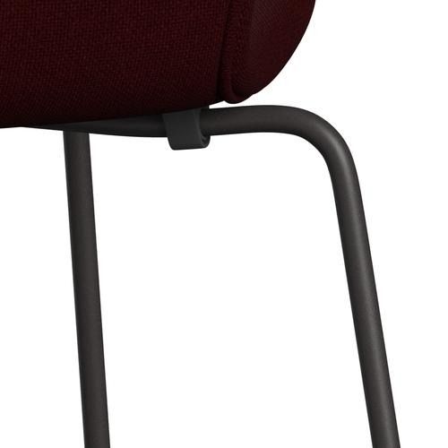 Fritz Hansen 3107 Chair Full Upholstery, Warm Graphite/Hallingdal Wine Red