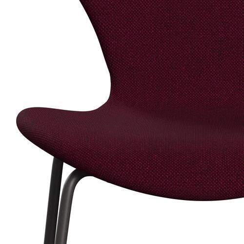 Fritz Hansen 3107 Chair Full Upholstery, Warm Graphite/Hallingdal Wine Red/Violet