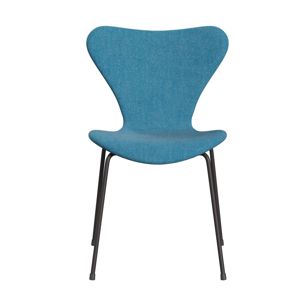 Fritz Hansen 3107 Chair Full Upholstery, Warm Graphite/Hallingdal White/Turquoise