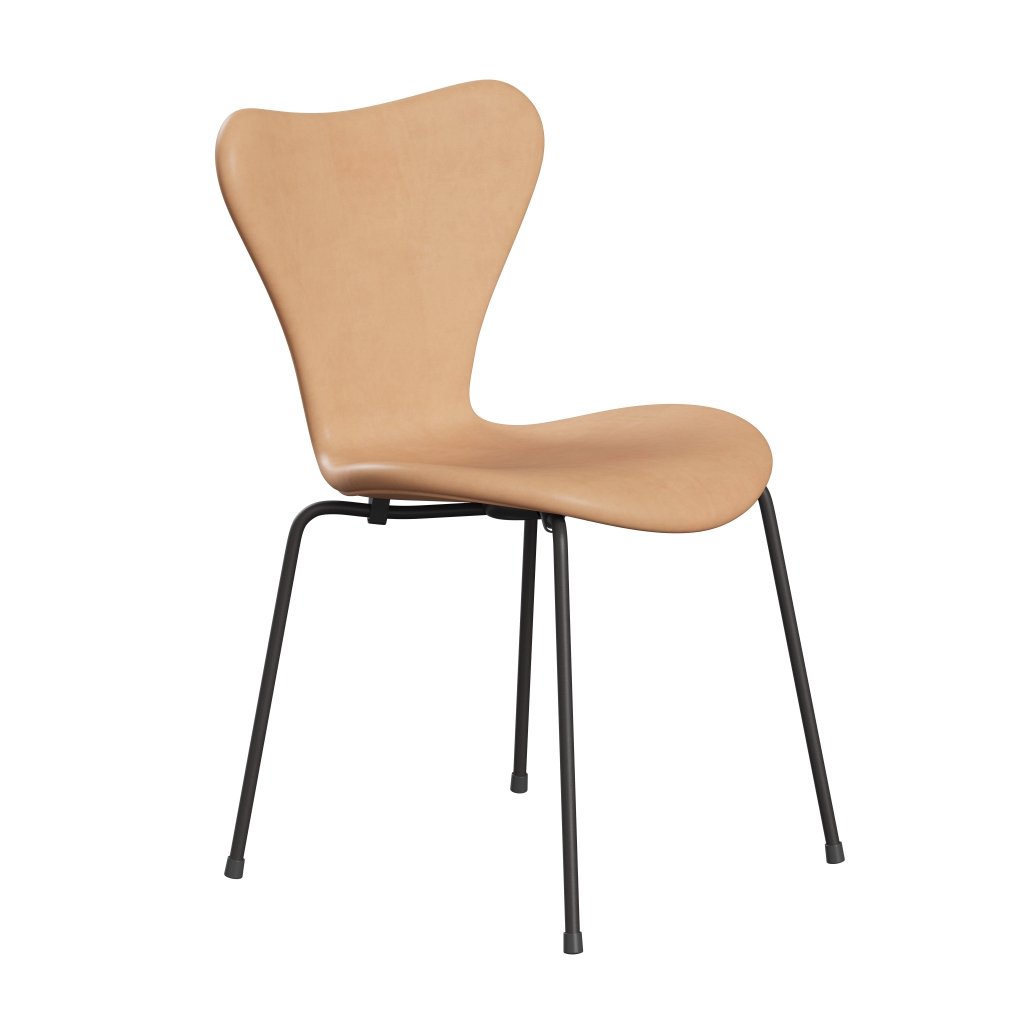 Fritz Hansen 3107 Chair Full Upholstery, Warm Graphite/Natural Leather