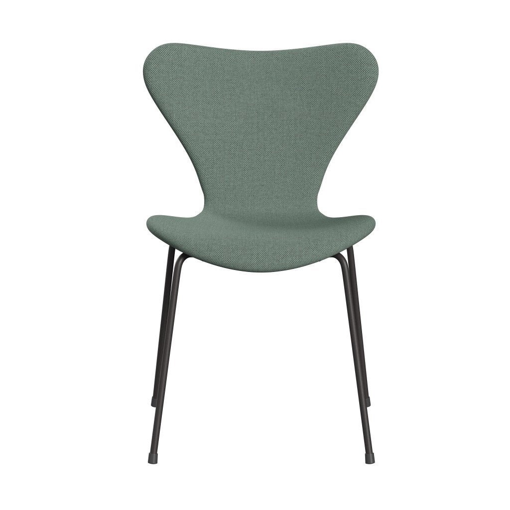 Fritz Hansen 3107 Chair Full Upholstery, Warm Graphite/Re Wool Aqua/Natural