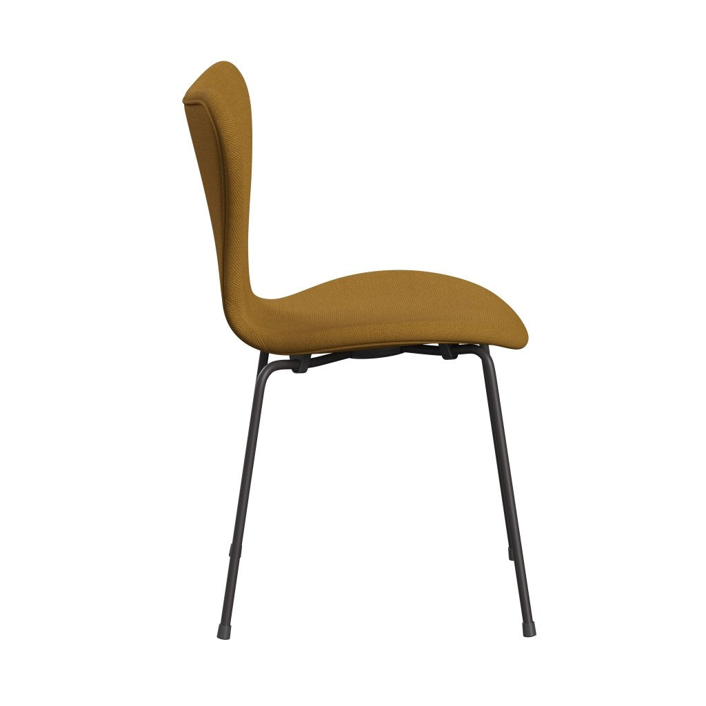 Fritz Hansen 3107 Chair Full Upholstery, Warm Graphite/Steelcut Trio Mustard Dark