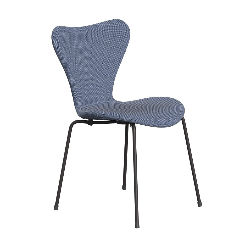 Fritz Hansen 3107 Chair Full Upholstery, Warm Graphite/Steelcut Trio White/Blue