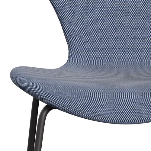 Fritz Hansen 3107 Chair Full Upholstery, Warm Graphite/Steelcut Trio White/Blue