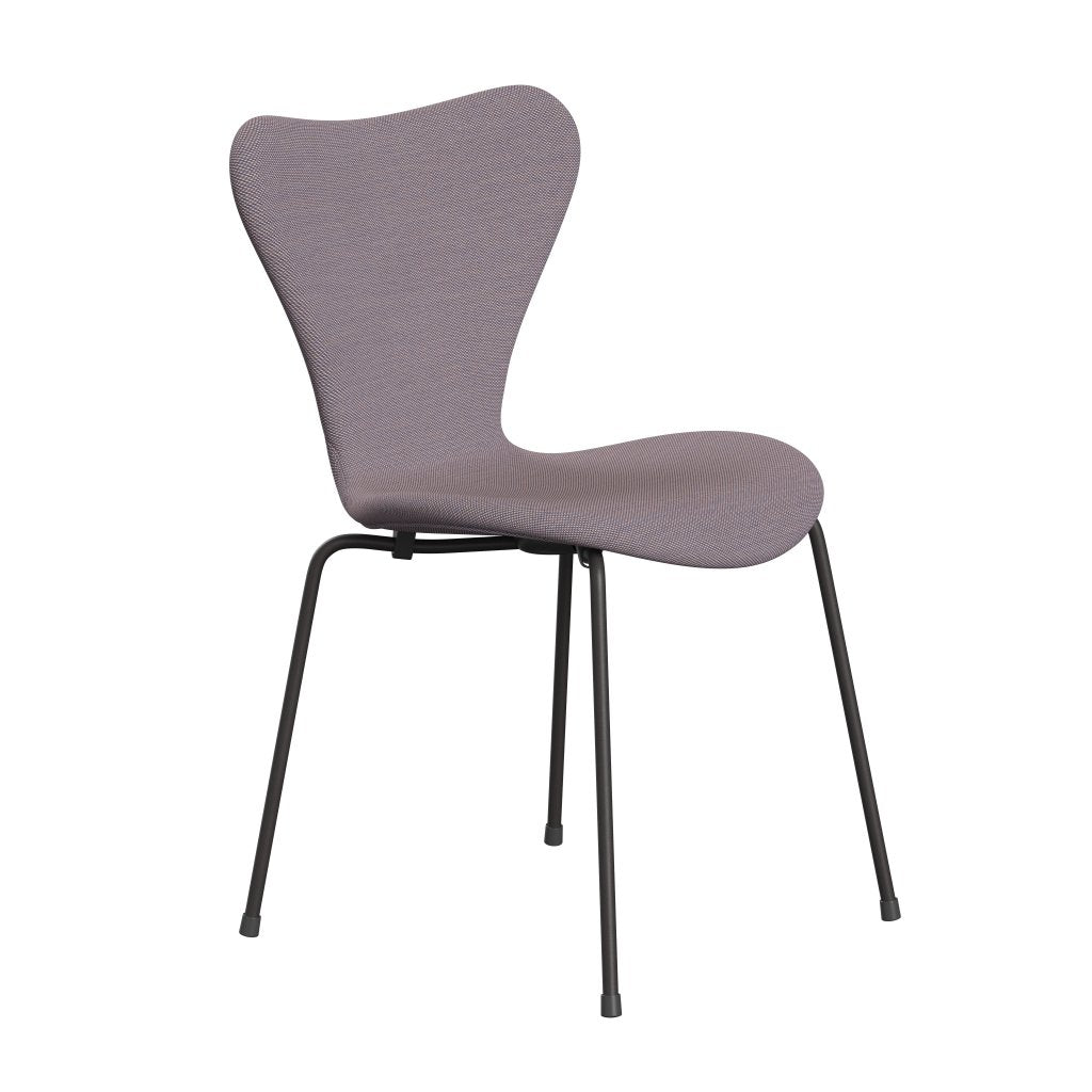 Fritz Hansen 3107 Chair Full Upholstery, Warm Graphite/Steelcut Trio White/Violet