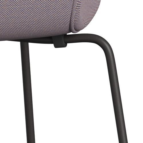 Fritz Hansen 3107 Chair Full Upholstery, Warm Graphite/Steelcut Trio White/Violet