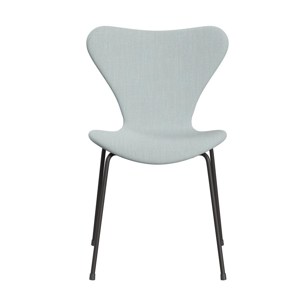 Fritz Hansen 3107 Chair Full Upholstery, Warm Graphite/Sunniva 2 White/Light Blue