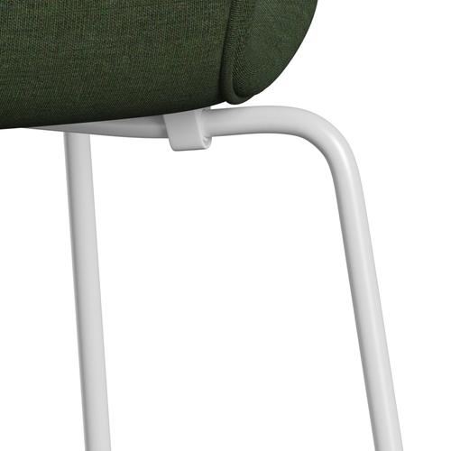 Fritz Hansen 3107 Chair Full Upholstery, White/Canvas Light Green/Blue