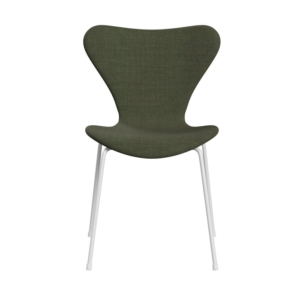 Fritz Hansen 3107 Chair Full Upholstery, White/Canvas Moss Green