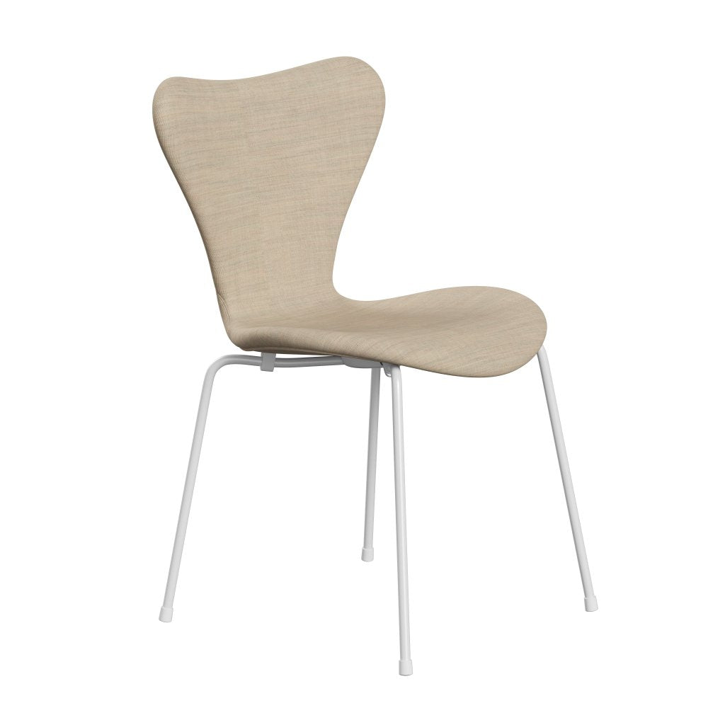 Fritz Hansen 3107 Chair Full Upholstery, White/Canvas Sand Light