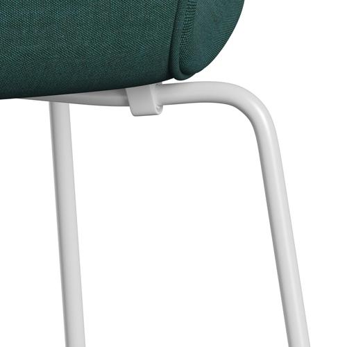 Fritz Hansen 3107 Chair Full Upholstery, White/Canvas Emerald Green