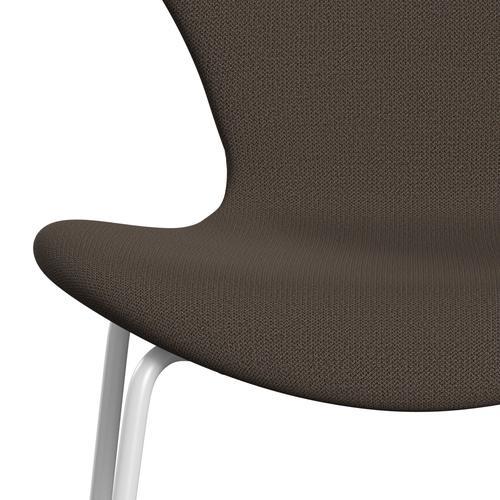 Fritz Hansen 3107 Chair Full Upholstery, White/Capture Brown/Green