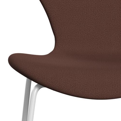 Fritz Hansen 3107 Chair Full Upholstery, White/Capture Brown/Light Pink