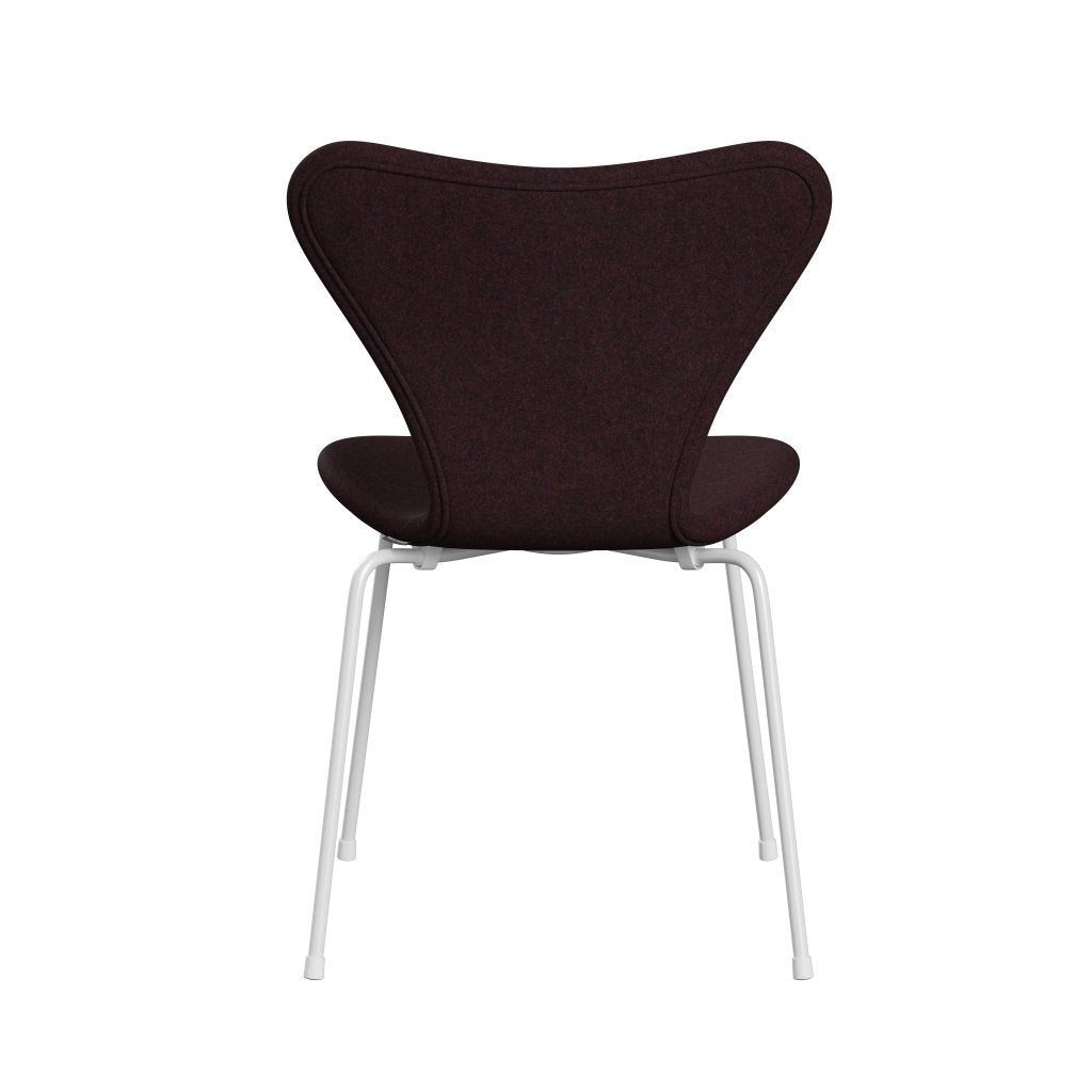 Fritz Hansen 3107 Chair Full Upholstery, White/Divina Md Wine Red