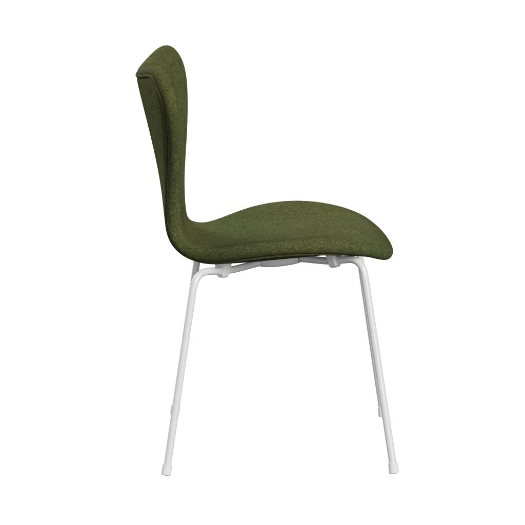 Fritz Hansen 3107 Chair Full Upholstery, White/Divina Md Winter Green