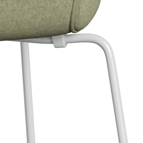 Fritz Hansen 3107 Chair Full Upholstery, White/Divina Md Soft Green