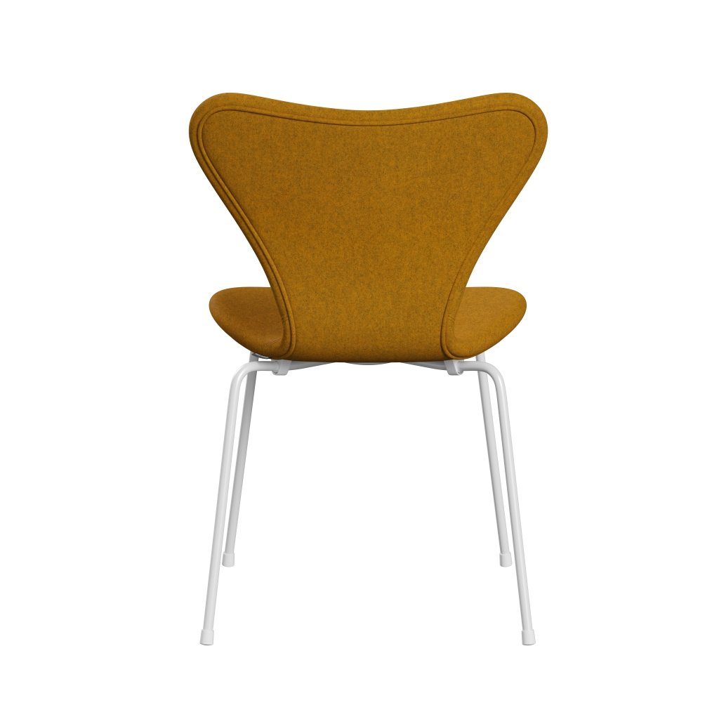 Fritz Hansen 3107 Chair Full Upholstery, White/Divina Melange Ochre Yellow