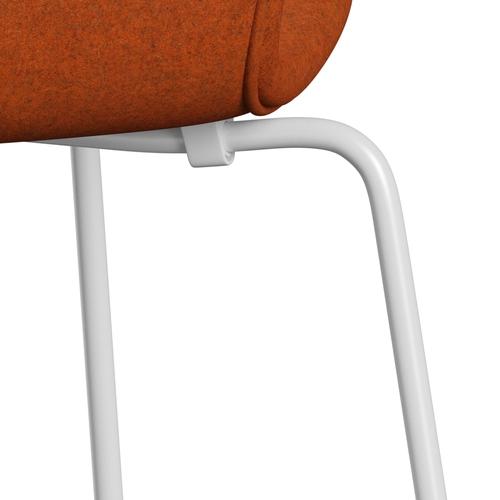 Fritz Hansen 3107 Chair Full Upholstery, White/Divina Melange Orange