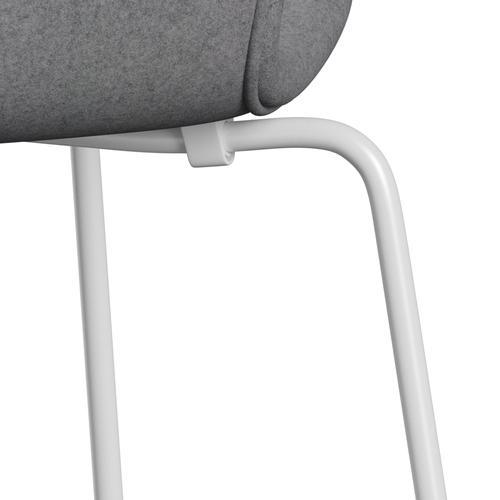 Fritz Hansen 3107 Chair Full Upholstery, White/Divina Melange Stone Grey