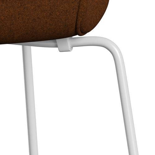 Fritz Hansen 3107 Chair Full Upholstery, White/Divina Melange Burnt Orange