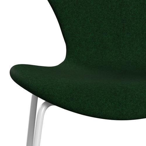 Fritz Hansen 3107 Chair Full Upholstery, White/Divina Melange Forest Green