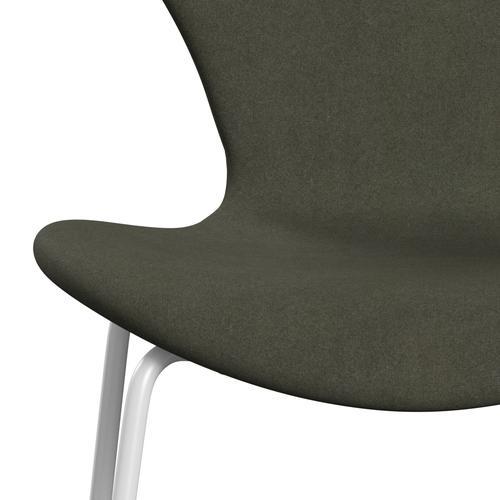 Fritz Hansen 3107 Chair Full Upholstery, White/Divina Military Green