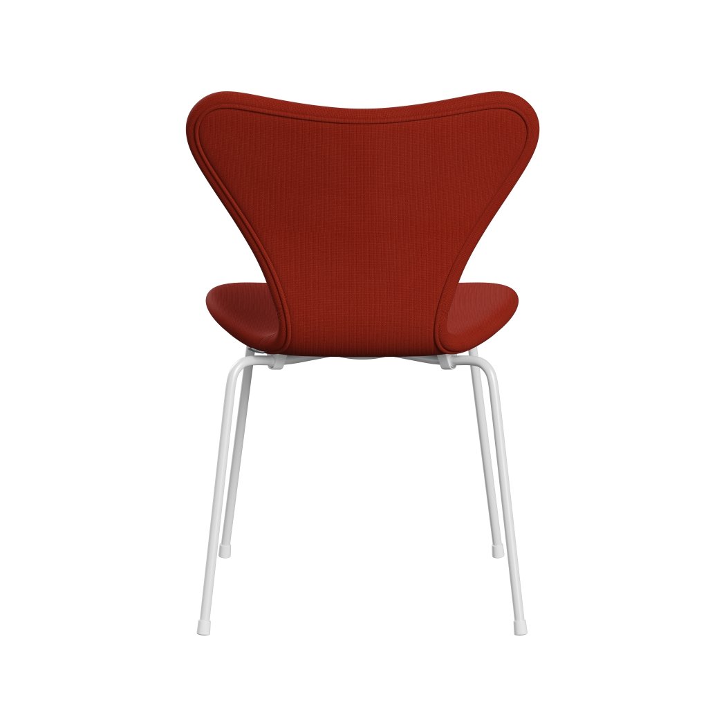 Fritz Hansen 3107 Chair Full Upholstery, White/Fame Orange Red