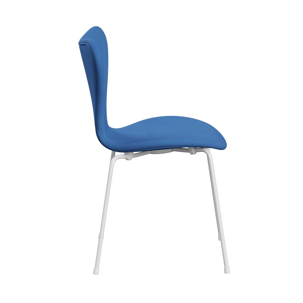 Fritz Hansen 3107 Chair Full Upholstery, White/Fame Turquoise (F66118)