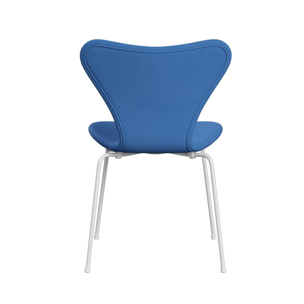 Fritz Hansen 3107 Chair Full Upholstery, White/Fame Turquoise (F66118)