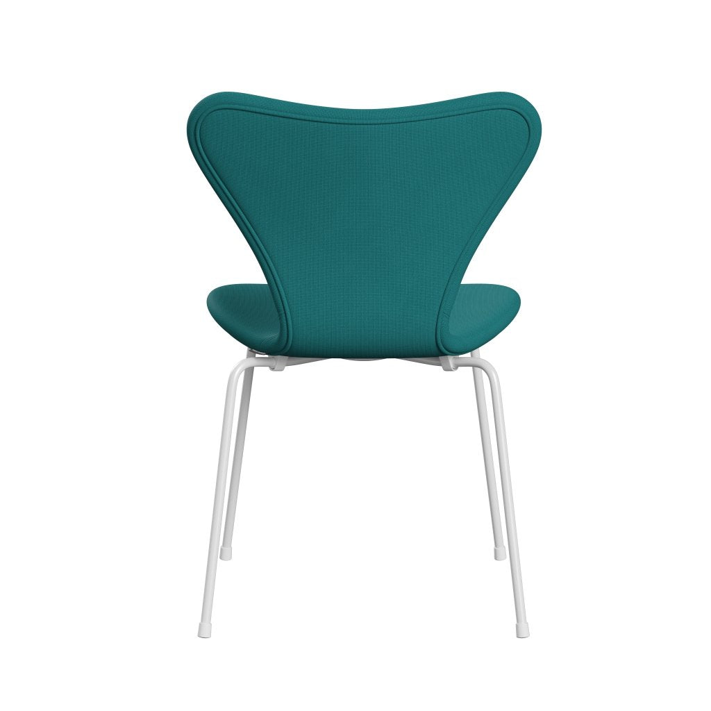 Fritz Hansen 3107 Chair Full Upholstery, White/Fame Turquoise (F67016)