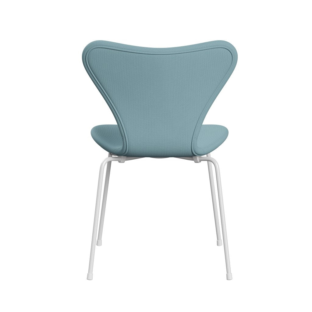 Fritz Hansen 3107 Chair Full Upholstery, White/Fame Turquoise Light