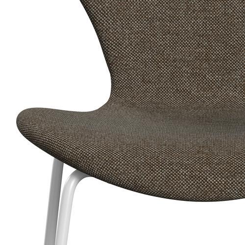 Fritz Hansen 3107 Chair Full Upholstery, White/Hallingdal Brown/Grey