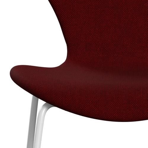 Fritz Hansen 3107 Chair Full Upholstery, White/Hallingdal Dark Red