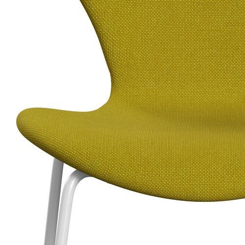 Fritz Hansen 3107 Chair Full Upholstery, White/Hallingdal Yellow/Green