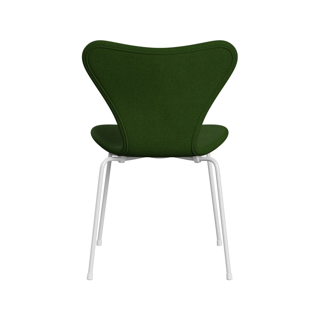 Fritz Hansen 3107 Chair Full Upholstery, White/Hallingdal Grass Green