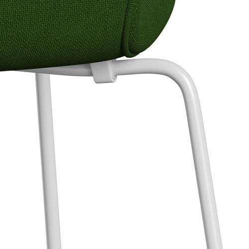 Fritz Hansen 3107 Chair Full Upholstery, White/Hallingdal Grass Green