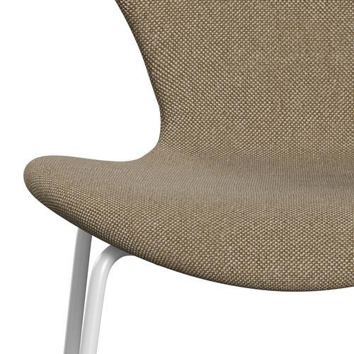 Fritz Hansen 3107 Chair Full Upholstery, White/Hallingdal Sand Dark