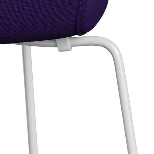 Fritz Hansen 3107 Chair Full Upholstery, White/Hallingdal Violet