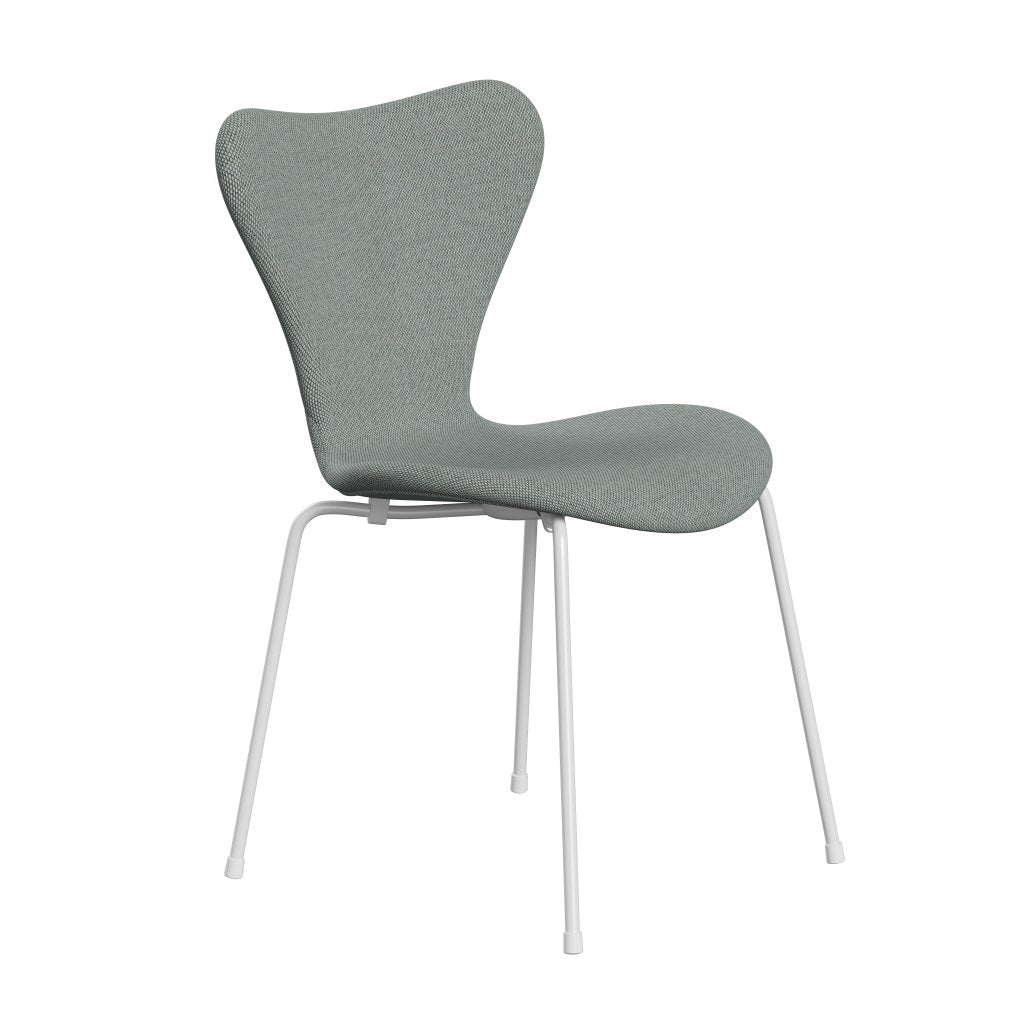 Fritz Hansen 3107 Chair Full Upholstery, White/Re Wool Pale Aqua