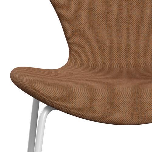 Fritz Hansen 3107 Chair Full Upholstery, White/Re Wool Ornage/Natural