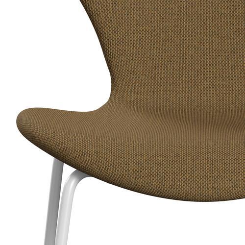 Fritz Hansen 3107 Chair Full Upholstery, White/Re Wool Mustard/Natural