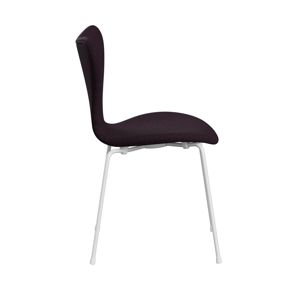 Fritz Hansen 3107 Chair Full Upholstery, White/Remix Aubergine (Rem692)