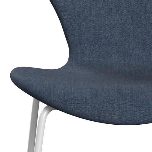 Fritz Hansen 3107 Chair Full Upholstery, White/Remix Dark Blue (Rem836)