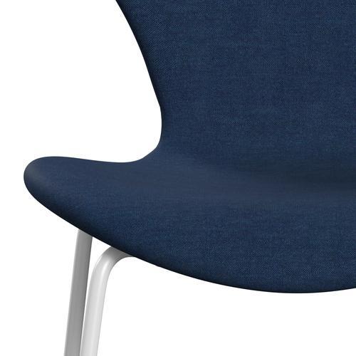 Fritz Hansen 3107 Chair Full Upholstery, White/Remix Dark Blue (Rem866)