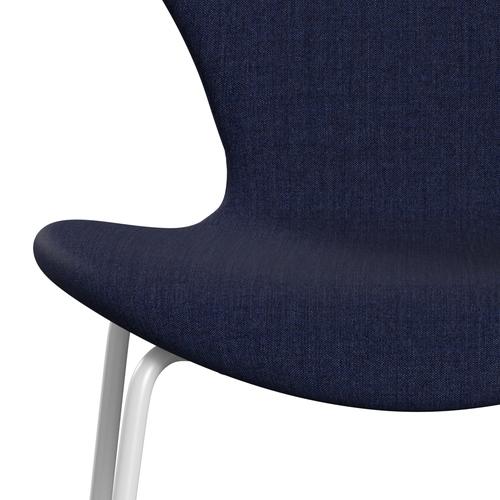 Fritz Hansen 3107 Chair Full Upholstery, White/Remix Dark Ultramarine Blue